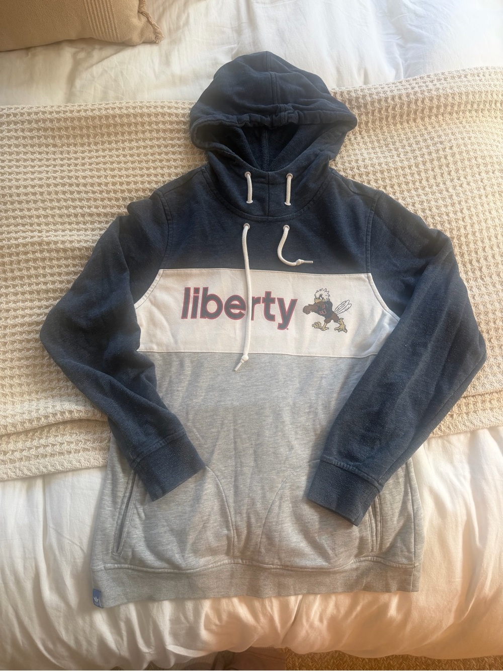 Adidas Liberty University Eagle Pullover Hoodie in Navy/Gray/White - Size S